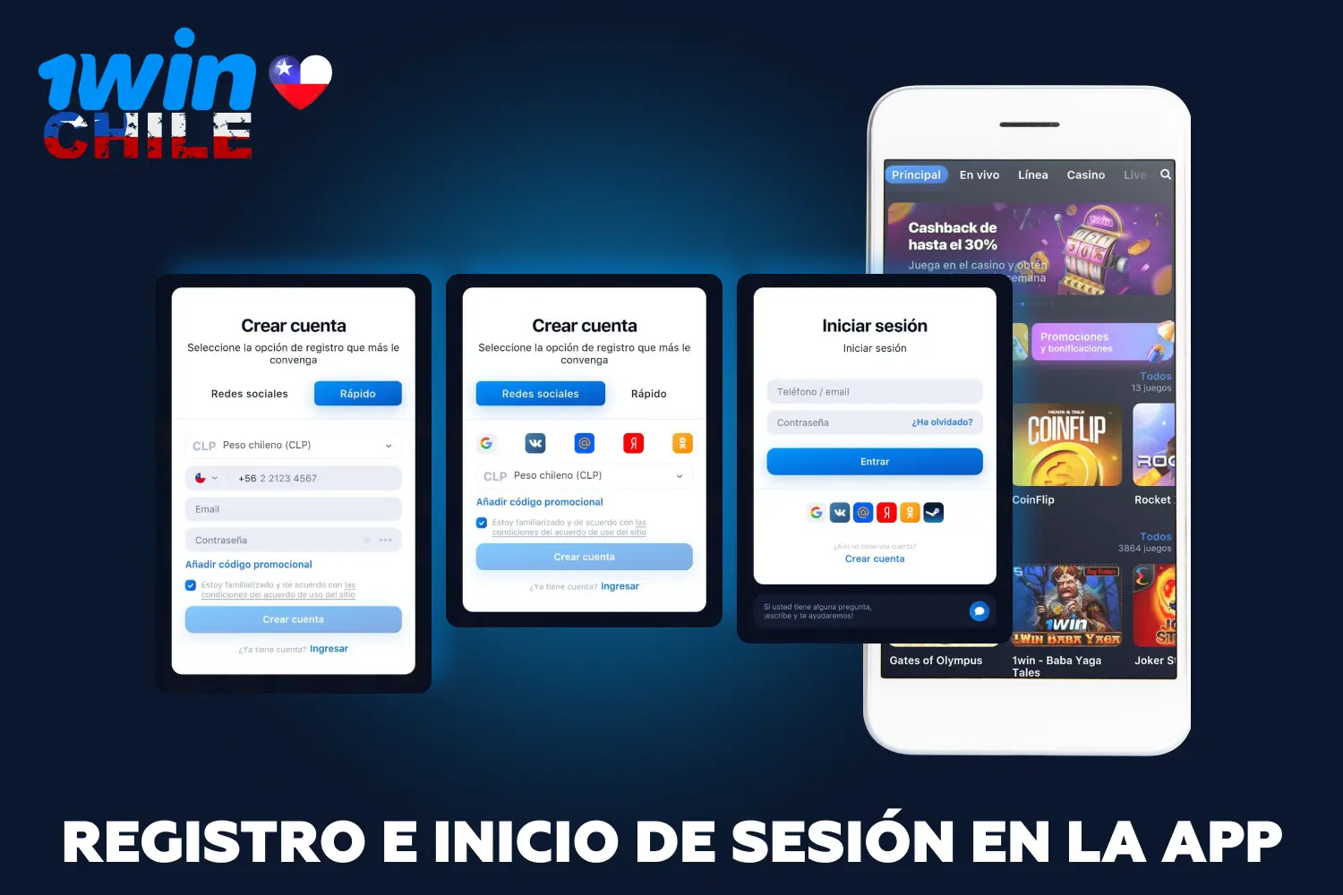 Tras registrarse en la aplicación 1win, los jugadores de Chile tendrán acceso a todos los juegos de casino y apuestas deportivas
