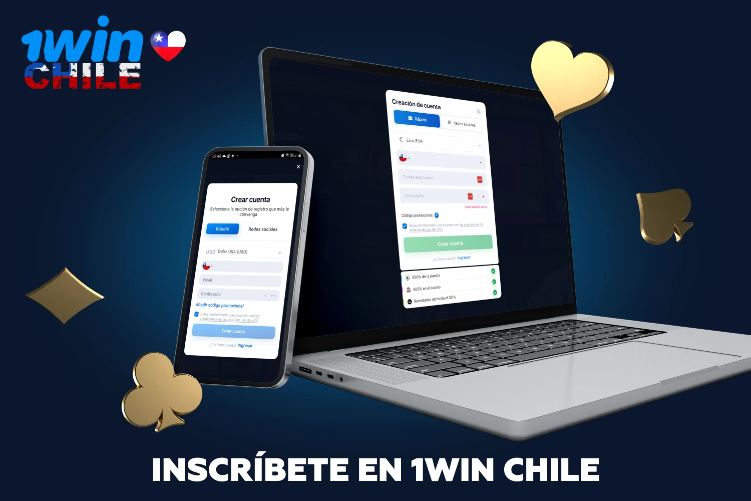 Tras registrarse en 1win, los chilenos podrán disfrutar de una amplia selección de eventos deportivos en los que apostar y de los mejores casinos en línea entre los que elegir
