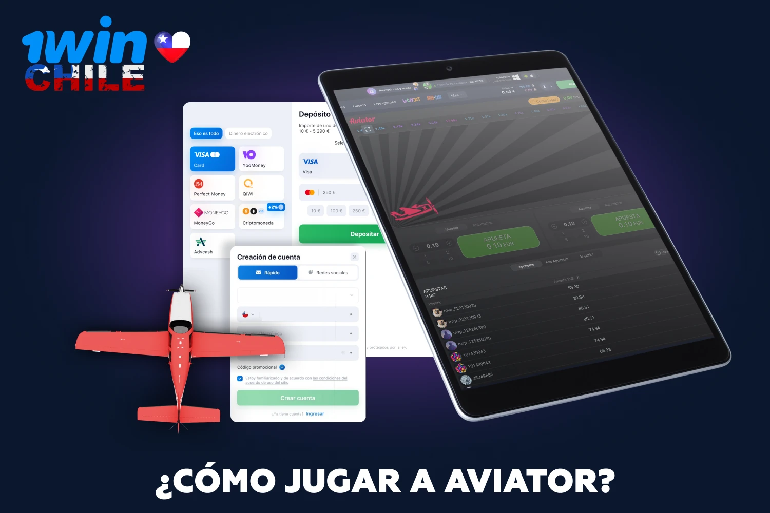 Para jugar en 1win Aviator los jugadores de Chile sólo tienen que registrarse, iniciar sesión y realizar una apuesta
