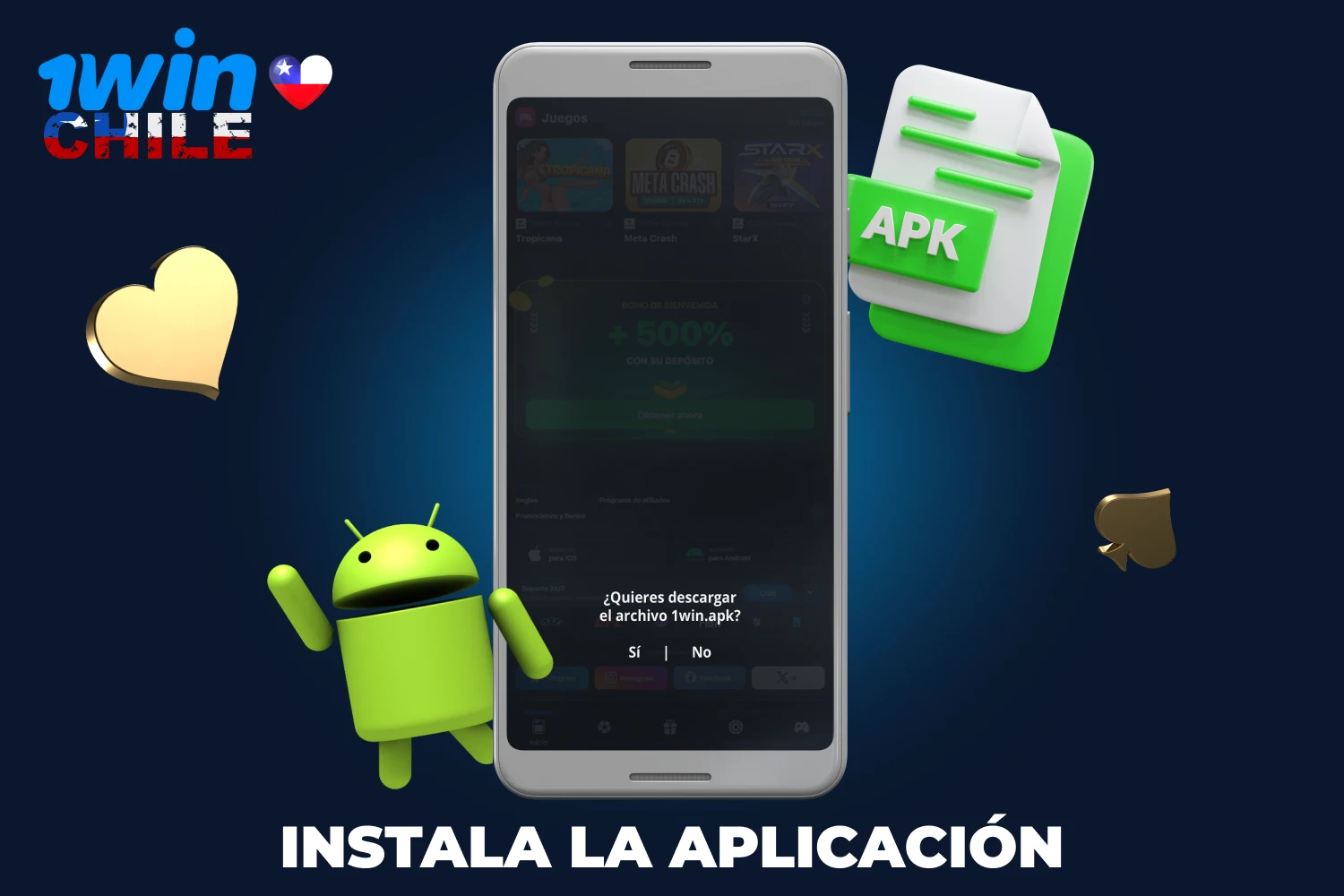 Una vez descargado el archivo apk en el dispositivo Android, los usuarios chilenos pueden iniciar el proceso de instalación de la app 1win