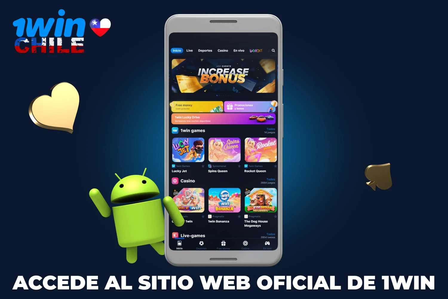 Para instalar la aplicación 1win, los jugadores chilenos deben visitar el sitio web oficial desde su dispositivo Androida