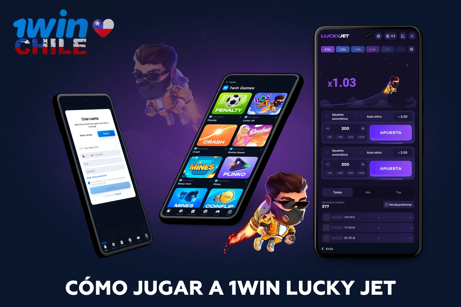 Para jugar en 1win Lucky Jet, regístrese, deposite, seleccione su apuesta y vea cómo despega, haga clic en Retirar para reclamar sus ganancias