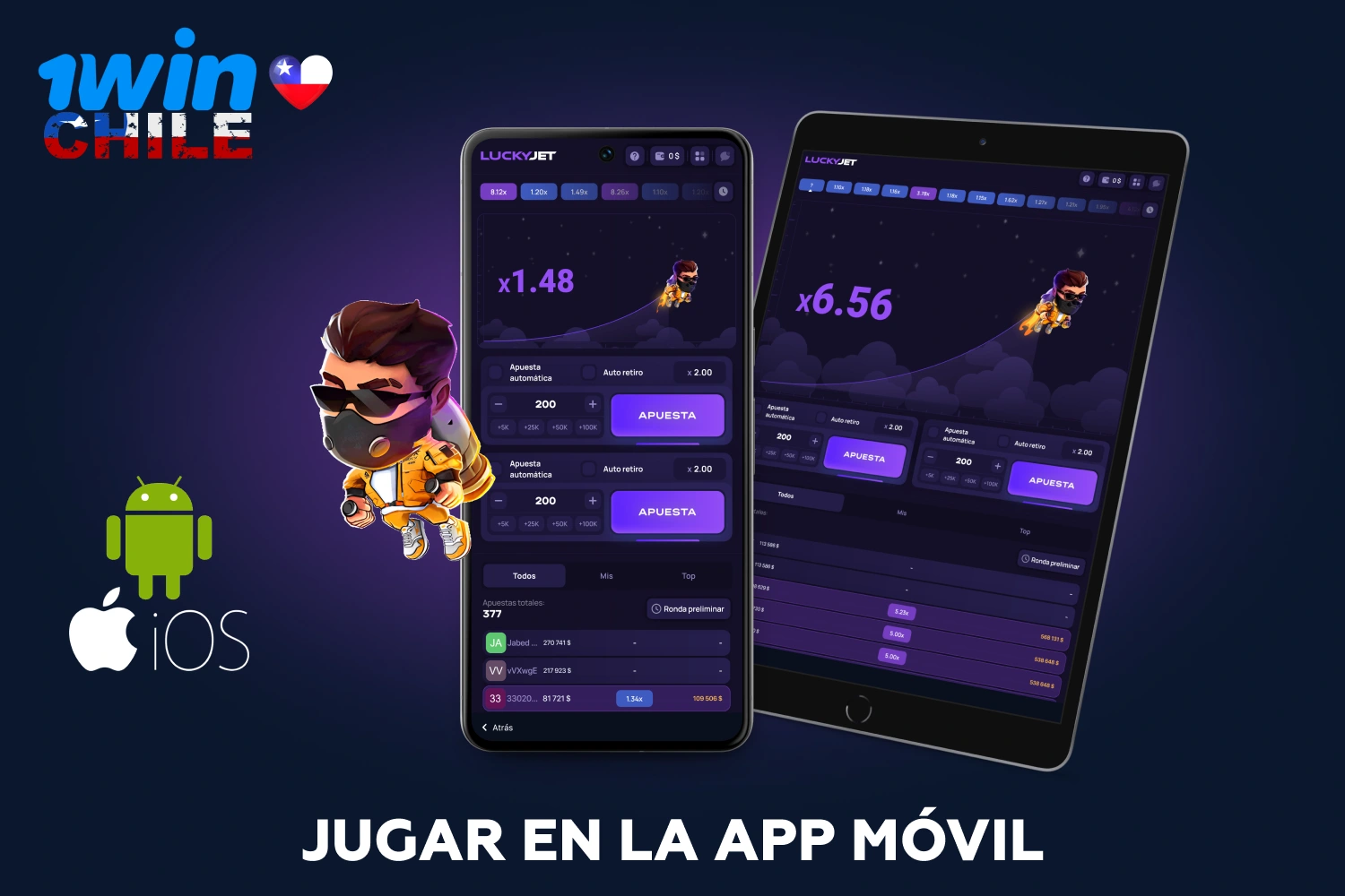 Para jugar a 1win Lucky Jet en su dispositivo móvil, descargue la aplicación del sitio web, instálela y disfrute del juego