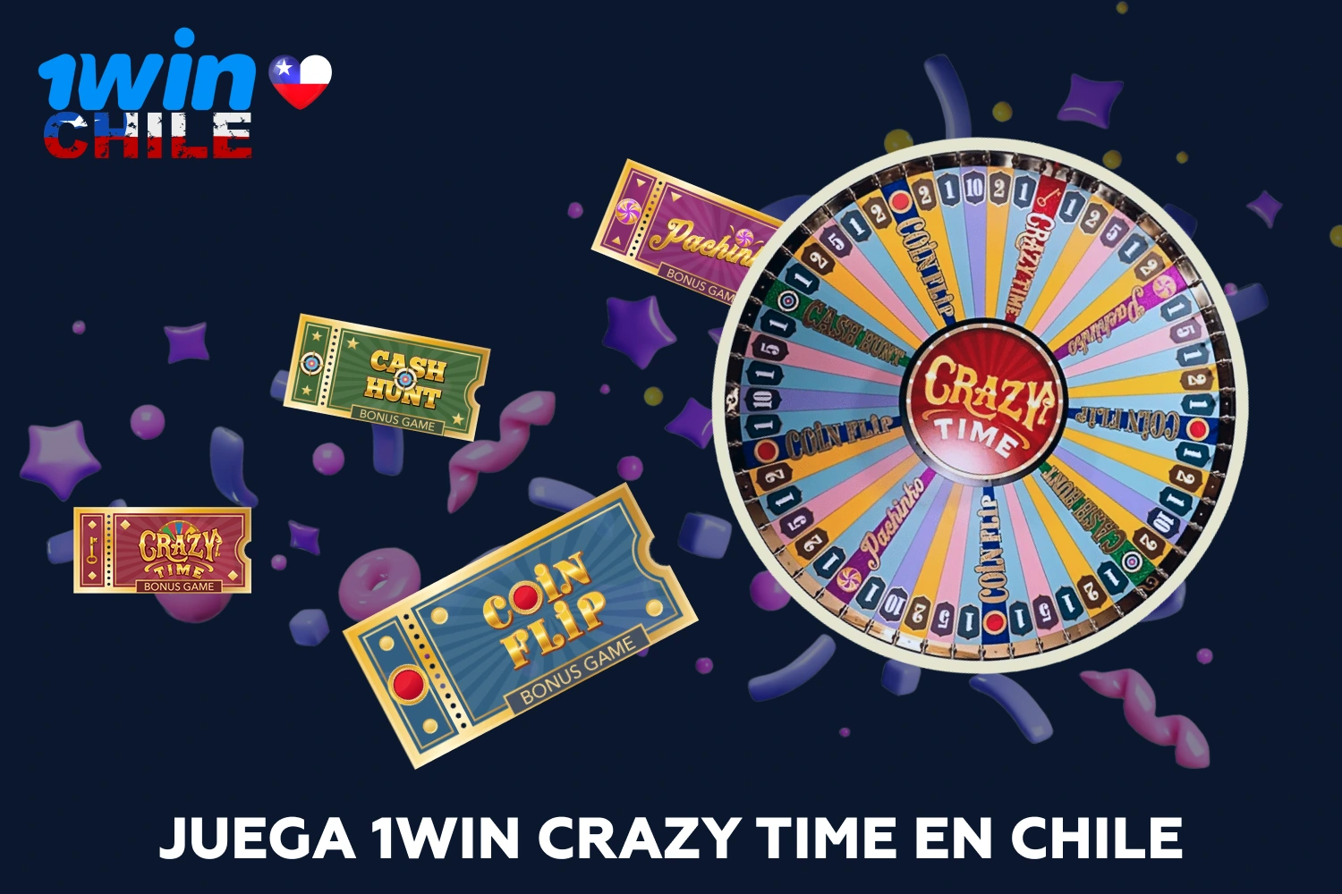 Crazy Time 1win en Chile es un espectáculo en vivo con crupieres donde los jugadores apuestan en segmentos de la Rueda de la Fortuna y participan en rondas de bonificación