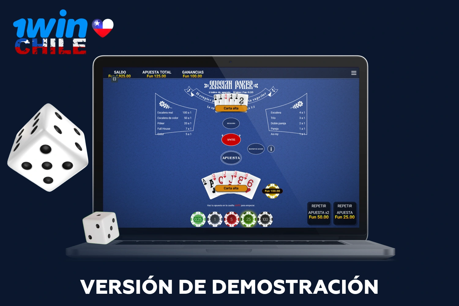 En 1win poker puede jugar en modo demo, utilizando dinero virtual para aprender las reglas y las combinaciones de cartas