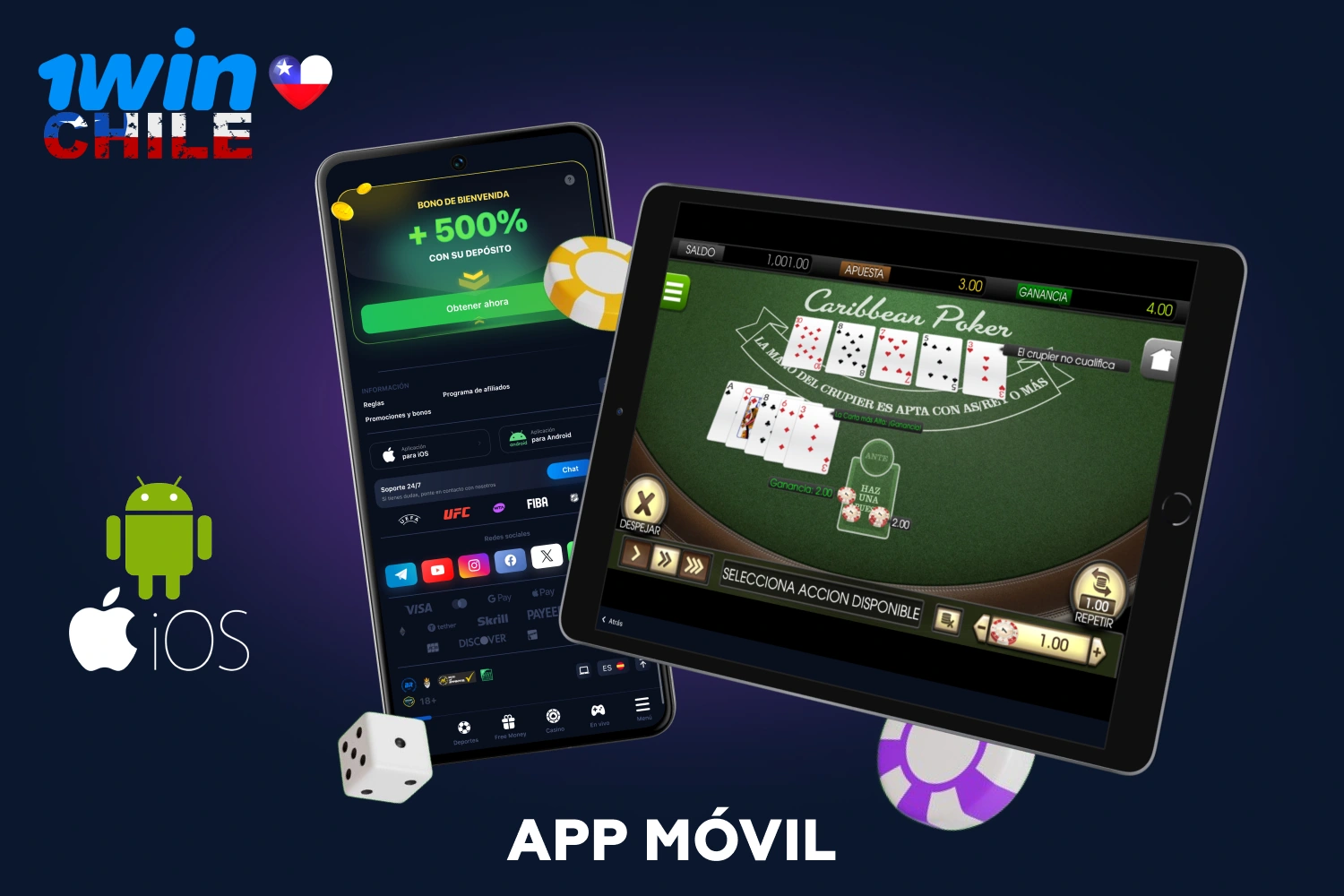 Descargue la aplicación 1win Poker para Android o iOS y empiece a jugar al póquer en su smartphone