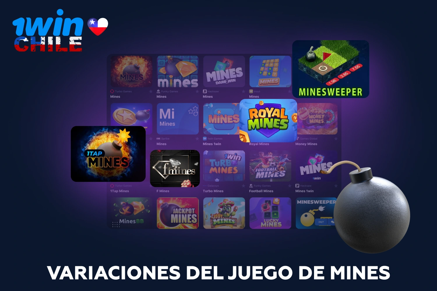 Hay varias versiones del juego Mines disponibles en el sitio web de 1win, como Royal Mines, Minesweeper, 1TapMines, Fmines y Mines Pro